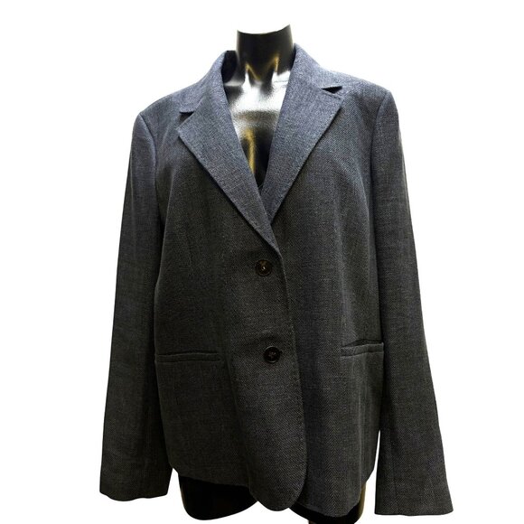 NWT Lafayette 148 Wool & Linen Blend Blazer Jacket Blue Size 18 - Picture 1 of 7